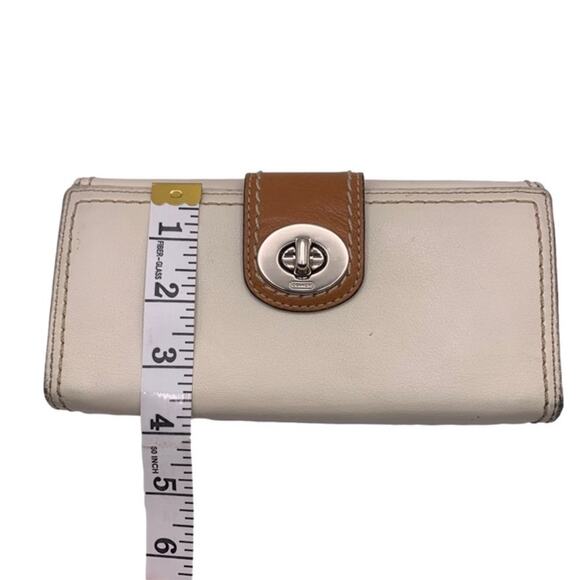 y2k COACH White Brown Turnlock Wallet - Picture 10 of 11